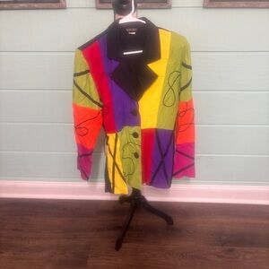 Vintage Alyn Paige Colorblock Abstract Blazer Jacket Made in USA